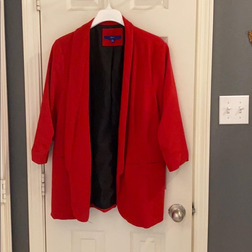 Red sports coat Apt 9 brand black silk inside